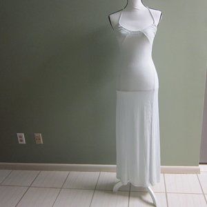 BEBE MODA SOFT, LONG HALTER DRESS WITH SLIT BACK